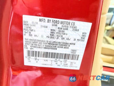 Zdjęcie 13 z 13 samochodu: 2008 FORD ESCAPE XLT VIN:1FMCU93198KD75309 - miniatura