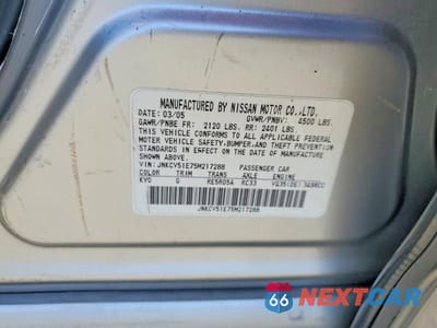 Zdjęcie 12 z 12 samochodu: 2005 INFINITI G35 BASE VIN:JNKCV51E75M217288 - miniatura