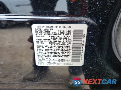 Zdjęcie 14 z 14 samochodu: 2014 INFINITI QX70 BASE VIN:JN8CS1MWXEM412281 - miniatura
