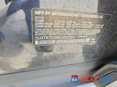 Zdjęcie 13 z 13 samochodu: 2019 BMW X3 SDRIVE30I VIN:5UXTR7C58KLR52361 - miniatura
