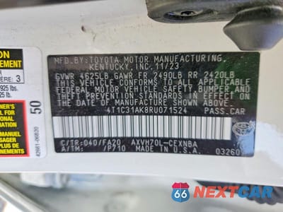 Zdjęcie 13 z 13 samochodu: 2024 TOYOTA CAMRY LE VIN:4T1C31AK8RU071524 - miniatura