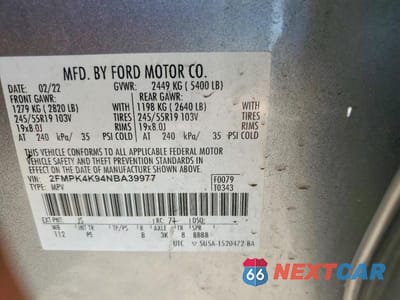 Zdjęcie 13 z 13 samochodu: 2022 FORD EDGE TITANIUM VIN:2FMPK4K94NBA39977 - miniatura