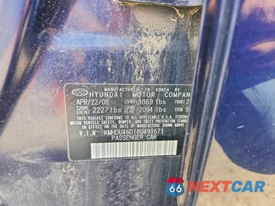 Zdjęcie 12 z 12 samochodu: 2008 HYUNDAI ELANTRA GLS VIN:KMHDU46D18U491671 - miniatura