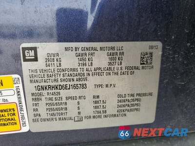 Zdjęcie 13 z 13 samochodu: 2014 CHEVROLET TRAVERSE LT VIN:1GNKRHKD6EJ165783 - miniatura