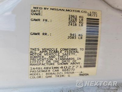 Zdjęcie 12 z 12 samochodu: 2021 NISSAN ALTIMA S VIN:1N4BL4BV1MN402771 - miniatura