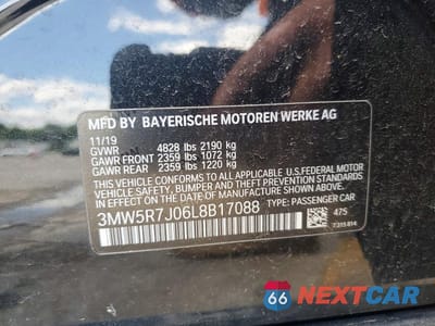 Zdjęcie 13 z 13 samochodu: 2020 BMW 330XI VIN:3MW5R7J06L8B17088 - miniatura