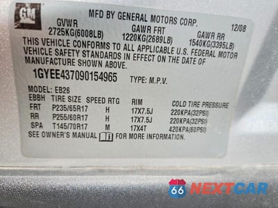 Zdjęcie 12 z 12 samochodu: 2009 CADILLAC SRX VIN:1GYEE437090154965 - miniatura