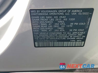 Zdjęcie 13 z 13 samochodu: 2022 VOLKSWAGEN ATLAS CROSS SPORT SE VIN:1V2JE2CA9NC212132 - miniatura
