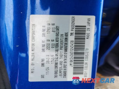 Zdjęcie 12 z 12 samochodu: 2005 MAZDA 3 HATCHBACK VIN:JM1BK343651245458 - miniatura