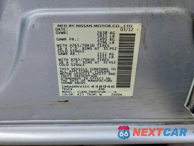 Zdjęcie 12 z 12 samochodu: 2012 NISSAN FRONTIER S VIN:1N6AD0EV5CC438946 - miniatura