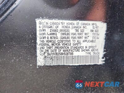 Zdjęcie 13 z 13 samochodu: 2008 HONDA RIDGELINE RT VIN:2HJYK16258H526705 - miniatura