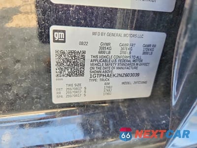 Zdjęcie 12 z 12 samochodu: 2022 GMC SIERRA C1500 VIN:1GTPHAEK2NZ603039 - miniatura