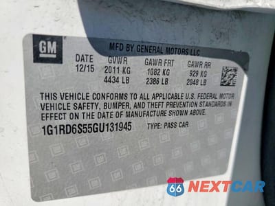 Zdjęcie 12 z 12 samochodu: 2016 CHEVROLET VOLT LTZ VIN:1G1RD6S55GU131945 - miniatura