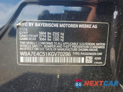Zdjęcie 12 z 12 samochodu: 2019 BMW 740 XI VIN:WBA7E4C51KGV70286 - miniatura