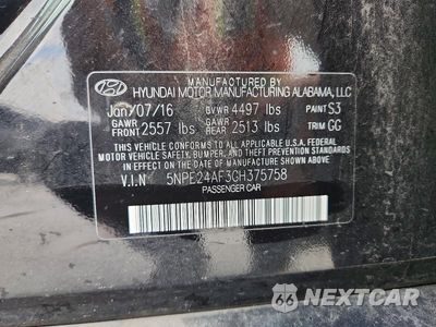 Zdjęcie 12 z 12 samochodu: 2016 HYUNDAI SONATA SE VIN:5NPE24AF3GH375758 - miniatura