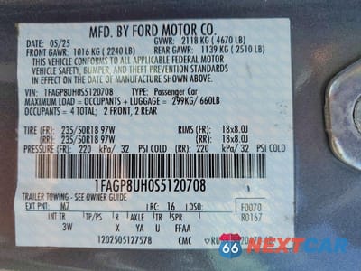 Zdjęcie 12 z 12 samochodu: 2025 FORD MUSTANG VIN:1FAGP8UH0S5120708 - miniatura