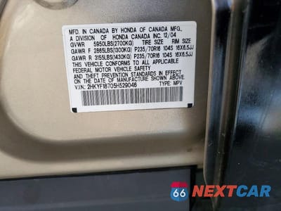 Zdjęcie 12 z 12 samochodu: 2005 HONDA PILOT EXL VIN:2HKYF18705H529046 - miniatura