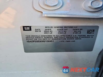 Zdjęcie 12 z 12 samochodu: 2017 BUICK LACROSSE ESSENCE VIN:1G4ZP5SSXHU138451 - miniatura