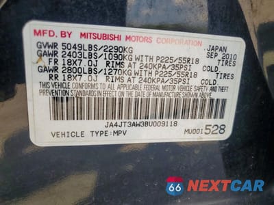 Zdjęcie 13 z 13 samochodu: 2011 MITSUBISHI OUTLANDER SE VIN:JA4JT3AW3BU009118 - miniatura