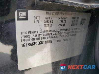 Zdjęcie 12 z 12 samochodu: 2012 CHEVROLET VOLT VIN:1G1RA6E40CU110152 - miniatura