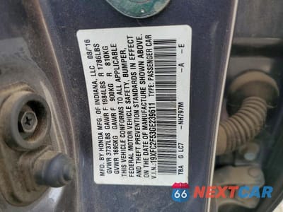 Zdjęcie 12 z 12 samochodu: 2016 HONDA CIVIC LX VIN:19XFC2F53GE239611 - miniatura