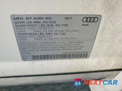 Zdjęcie 13 z 13 samochodu: 2018 AUDI Q3 PREMIUM VIN:WA1ECCFS9JR009004 - miniatura