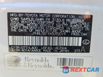 Zdjęcie 12 z 12 samochodu: 2010 LEXUS LS 460 VIN:JTHBL5EFXA5092019 - miniatura