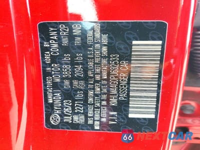 Zdjęcie 12 z 12 samochodu: 2023 HYUNDAI ELANTRA SEL VIN:KMHLM4AG0PU632533 - miniatura