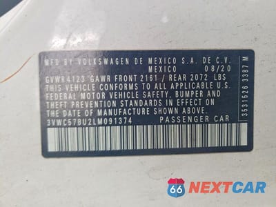 Zdjęcie 12 z 12 samochodu: 2020 VOLKSWAGEN JETTA S VIN:3VWC57BU2LM091374 - miniatura