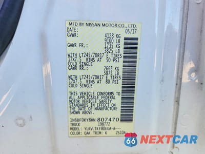 Zdjęcie 13 z 13 samochodu: 2017 NISSAN NV 2500 HD SV VIN:1N6BF0KY8HN807470 - miniatura