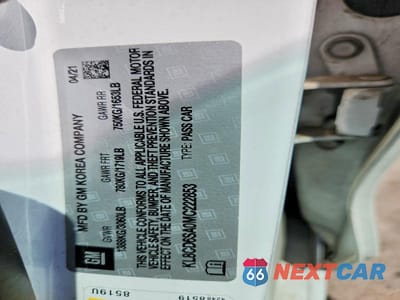 Zdjęcie 13 z 13 samochodu: 2021 CHEVROLET SPARK 1LT VIN:KL8CD6SA0MC222853 - miniatura