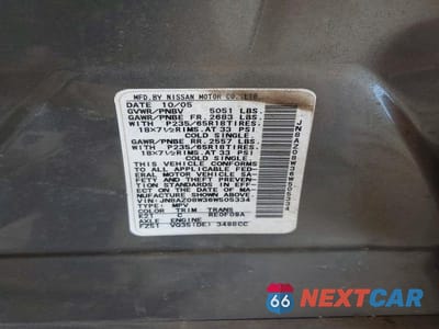 Zdjęcie 13 z 13 samochodu: 2006 NISSAN MURANO S VIN:JN8AZ08W36W505334 - miniatura