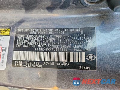 Zdjęcie 12 z 12 samochodu: 2007 TOYOTA CAMRY XLE VIN:4T1BE46KX7U622341 - miniatura
