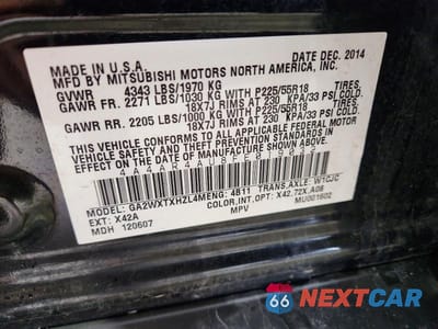 Zdjęcie 13 z 13 samochodu: 2015 MITSUBISHI OUTLANDER SPORT SE VIN:4A4AR4AU8FE019032 - miniatura