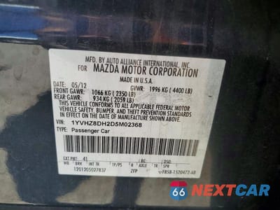 Zdjęcie 12 z 12 samochodu: 2013 MAZDA 6 TOURING VIN:1YVHZ8DH2D5M02368 - miniatura