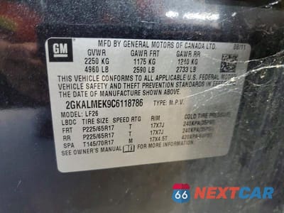 Zdjęcie 13 z 13 samochodu: 2012 GMC TERRAIN SLE VIN:2GKALMEK9C6118786 - miniatura