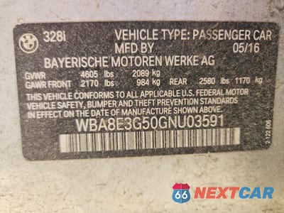 Zdjęcie 12 z 12 samochodu: 2016 BMW 328 XI SULEV VIN:WBA8E3G50GNU03591 - miniatura