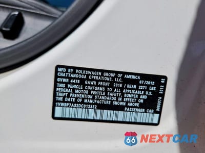 Zdjęcie 12 z 12 samochodu: 2013 VOLKSWAGEN PASSAT SE VIN:1VWBP7A32DC012352 - miniatura