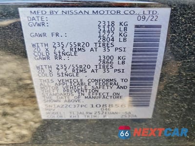 Zdjęcie 12 z 12 samochodu: 2023 NISSAN MURANO SL VIN:5N1AZ2CJ7PC108856 - miniatura