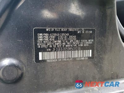 Zdjęcie 12 z 12 samochodu: 2009 SUBARU IMPREZA 2.5I VIN:JF1GE61659H501038 - miniatura