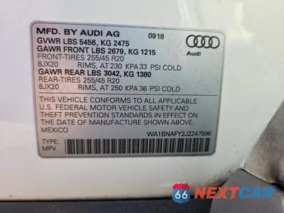 Zdjęcie 13 z 13 samochodu: 2018 AUDI Q5 PREMIUM PLUS VIN:WA1BNAFY2J2247596 - miniatura