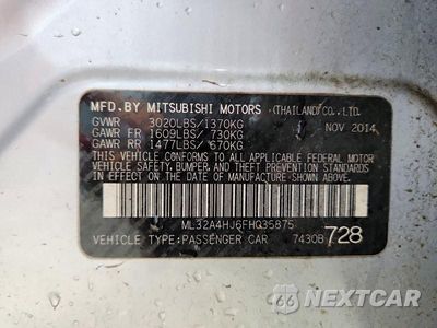Zdjęcie 12 z 12 samochodu: 2015 MITSUBISHI MIRAGE ES VIN:ML32A4HJ6FH035875 - miniatura