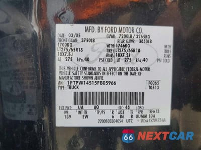 Zdjęcie 12 z 12 samochodu: 2005 FORD F150 SUPERCREW VIN:1FTPW14515FB05966 - miniatura