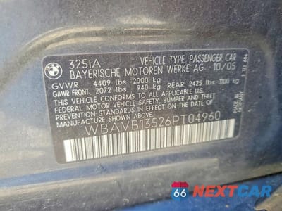Zdjęcie 12 z 12 samochodu: 2006 BMW 325 I VIN:WBAVB13526PT04960 - miniatura