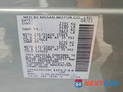 Zdjęcie 13 z 13 samochodu: 2024 NISSAN MURANO PLATINUM VIN:5N1AZ2DS2RC105244 - miniatura