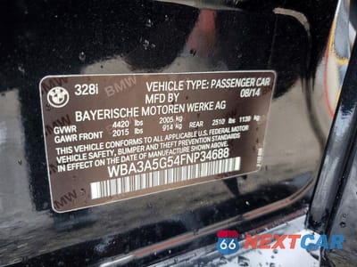 Zdjęcie 12 z 12 samochodu: 2015 BMW 3 SERIES I VIN:WBA3A5G54FNP34688 - miniatura