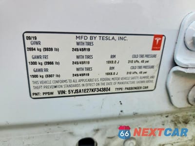 Zdjęcie 14 z 14 samochodu: 2019 TESLA MODEL S VIN:5YJSA1E27KF343804 - miniatura
