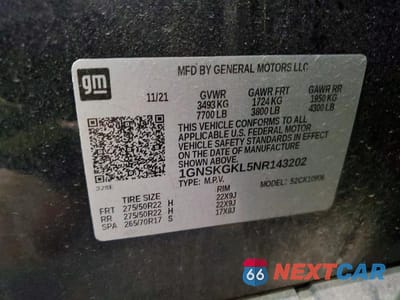 Zdjęcie 14 z 14 samochodu: 2022 CHEVROLET SUBURBAN K1500 HIGH COUNTRY VIN:1GNSKGKL5NR143202 - miniatura