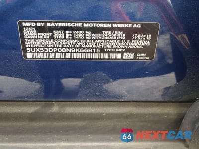 Zdjęcie 13 z 13 samochodu: 2022 BMW X3 XDRIVE30I VIN:5UX53DP08N9K66815 - miniatura
