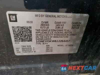 Zdjęcie 13 z 13 samochodu: 2018 CHEVROLET TRAVERSE LT VIN:1GNEVGKW8JJ264457 - miniatura